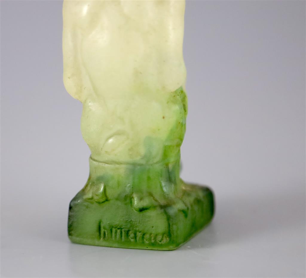 An Amalric Walter pate de verre seated figure of Pan, 9.2cm high